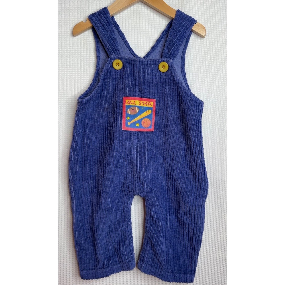 Vintage Midori Wear Blue Corduroy Overalls All Star Sports Retro Toddler 18M